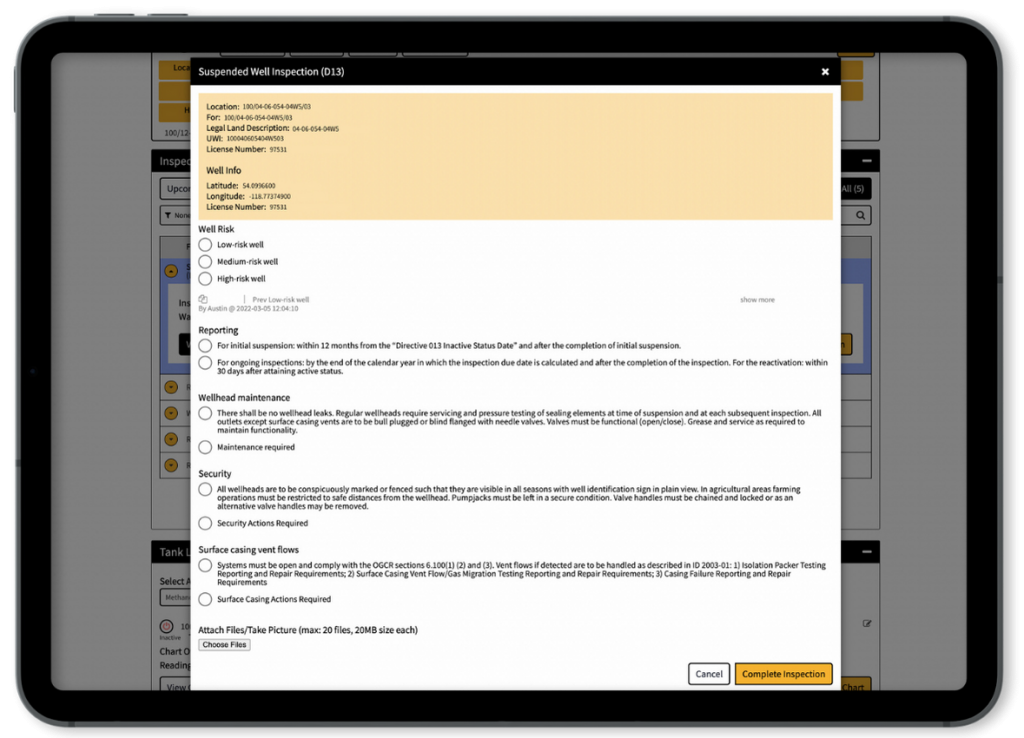 How digital inspections work in EZ Ops for fugitive emissions